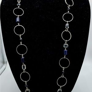 Lia Sophia Silver T-ring Black Glitter Necklace